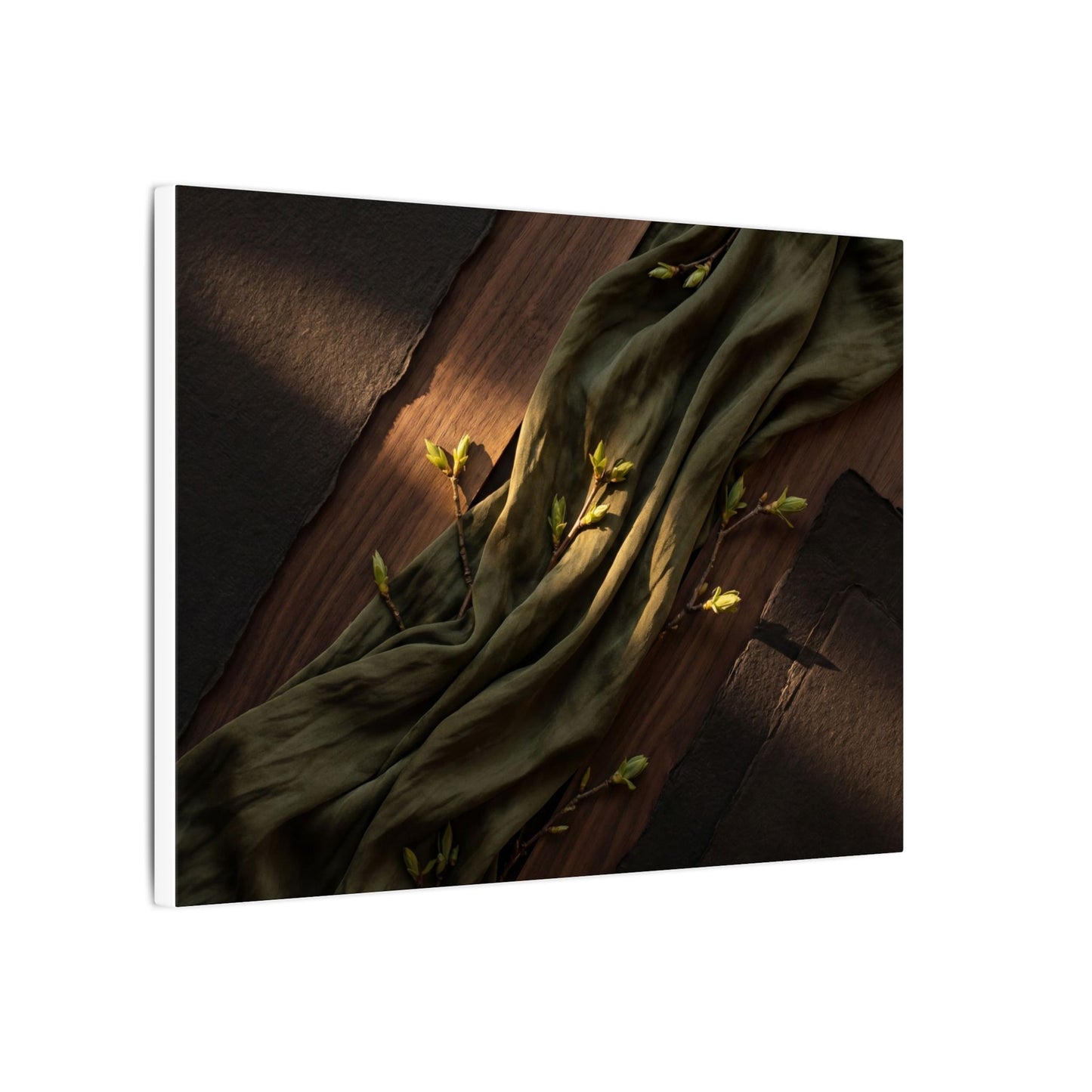 Silk Drape Canvas Art | Spring Dark Japandi Dark Texture Art