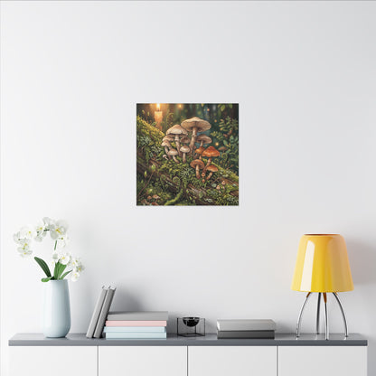 Spring Wild Mushrooms Herbarium Canvas Art | Rustic Decor