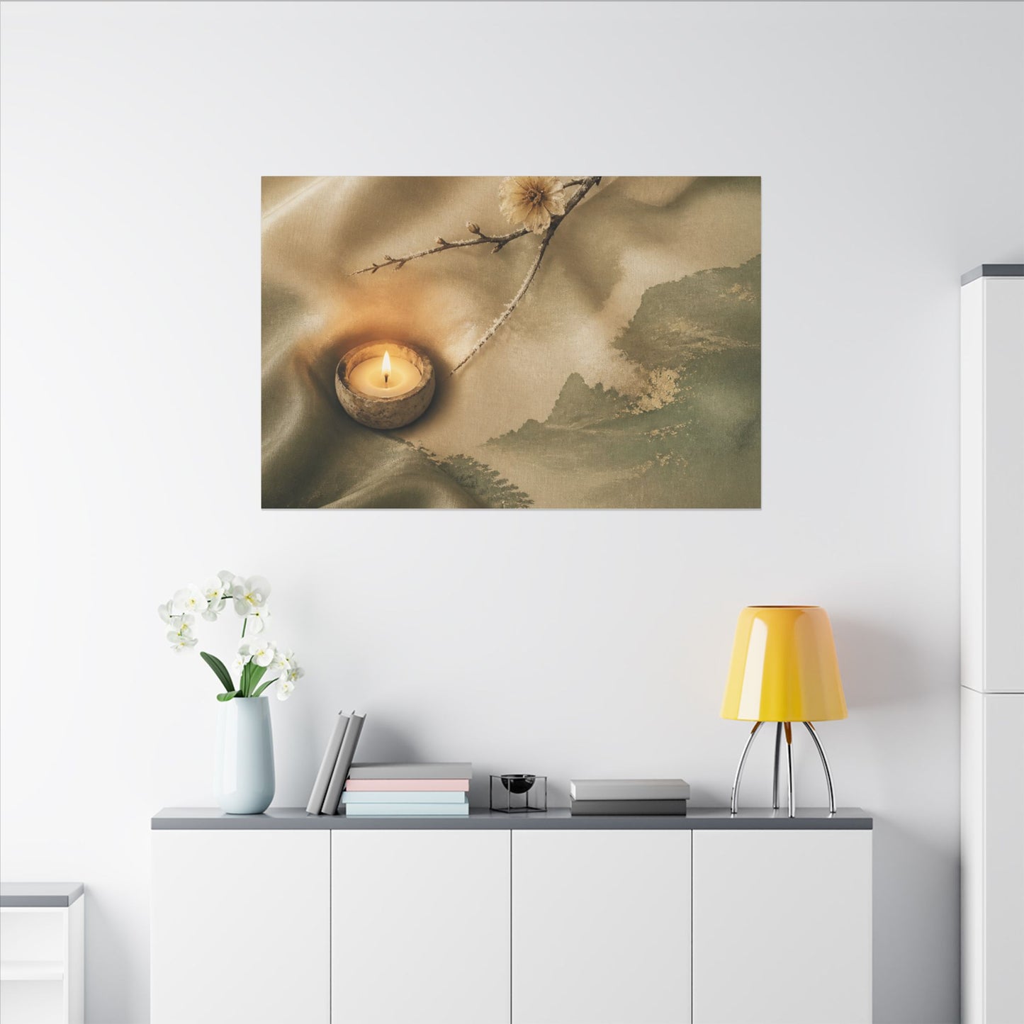 Silk Drape Japanese Pattern Canvas Art | Warm Japandi Art