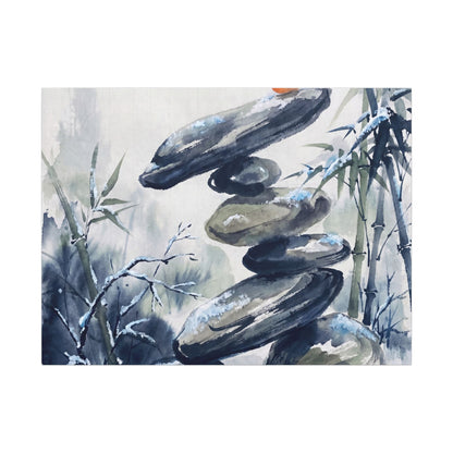 Zen River Stones in Moonlight | Sumi E Canvas Art Art Print