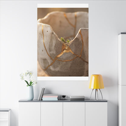 Golden Hour Broken Pottery Canvas Art - Japandi Kanso