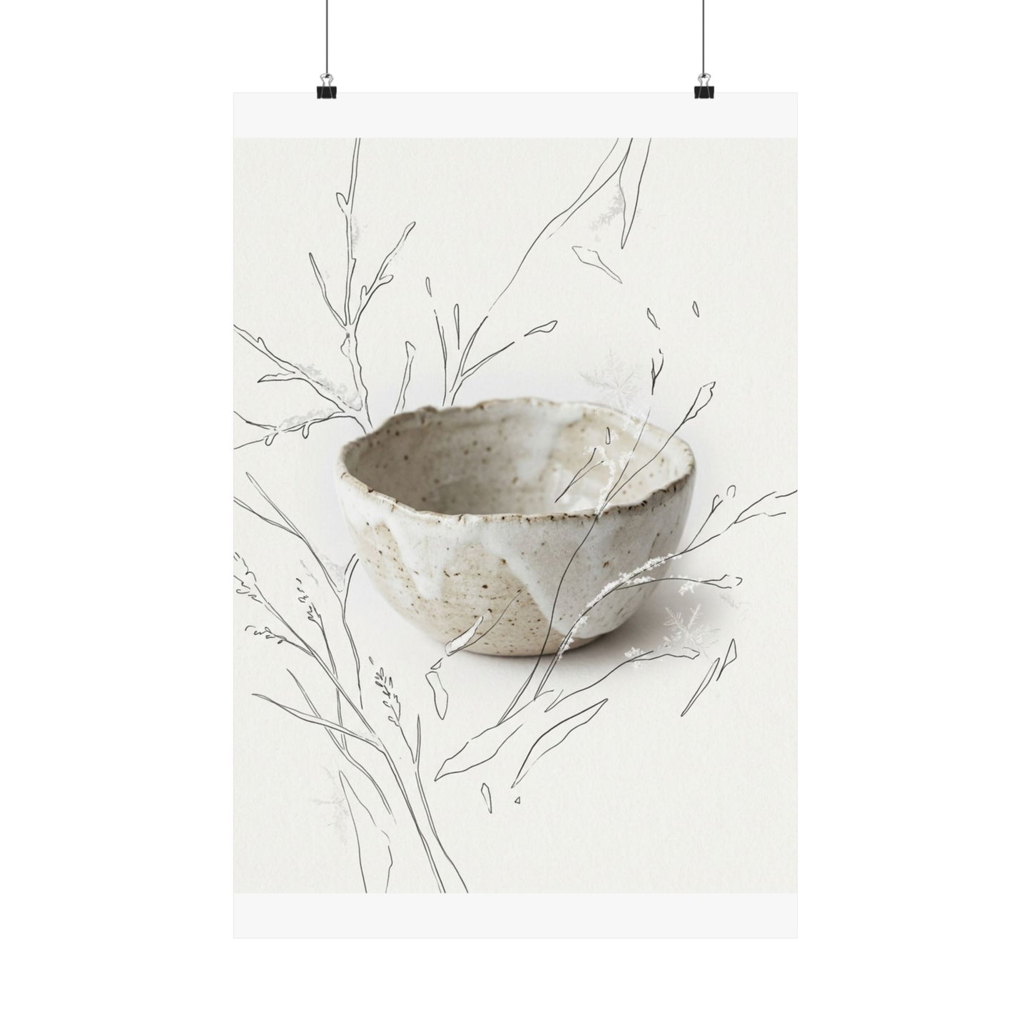 Japandi Ceramic Bowl in Overcast | Minimal Line Wall Art Print