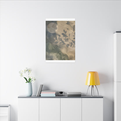 Japandi Shadow Play in Moonlight | Texture Canvas Art