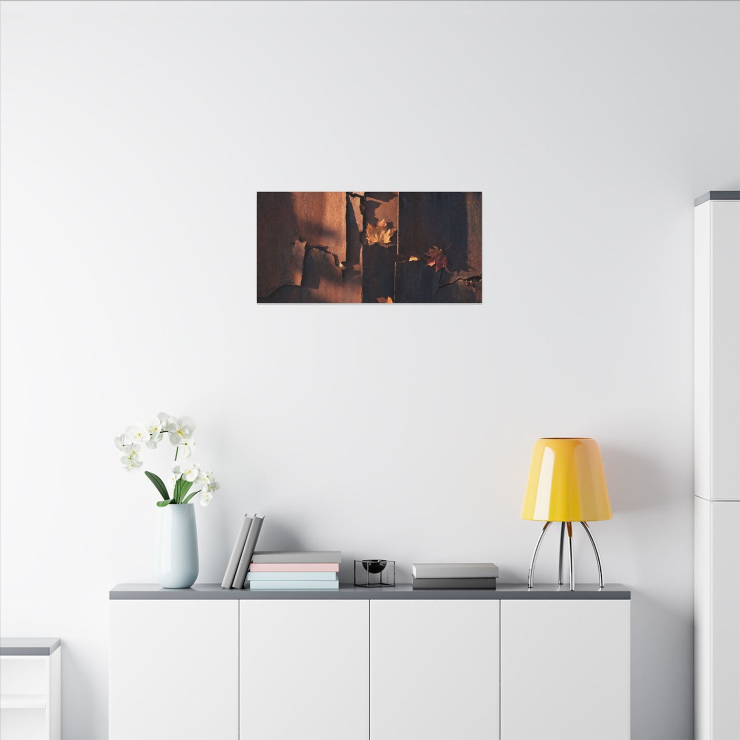 Seijaku Rust Patina Canvas Art - Dark Japandi Shadow Zen