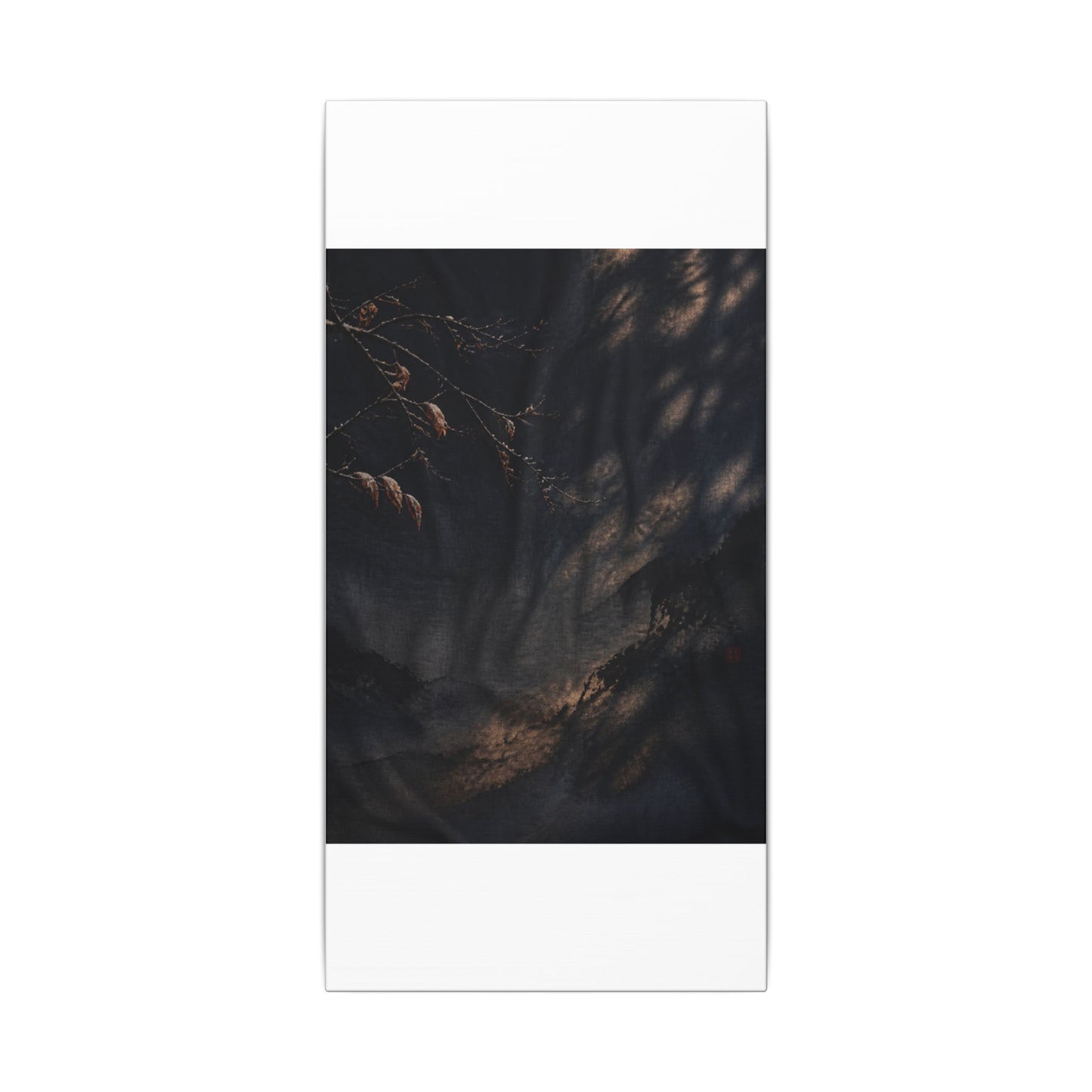 Atmospheric Silk Drape Canvas Art - Charcoal Ink Dark Japandi