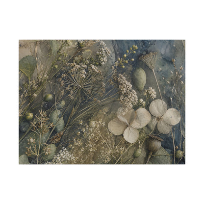 Japandi Dried Flowers in Moonlight | Watercolor Canvas Art