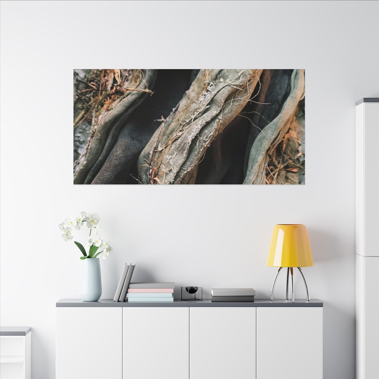Silk Drape Winter Canvas Art | Japandi Cozy Design