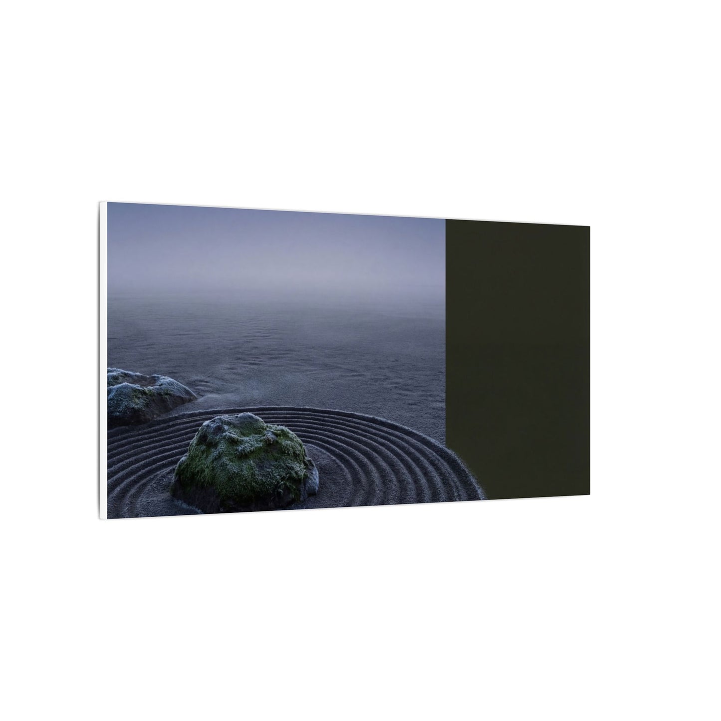 Ma Rock Garden Canvas Art - Dark Japandi Moody Minimal