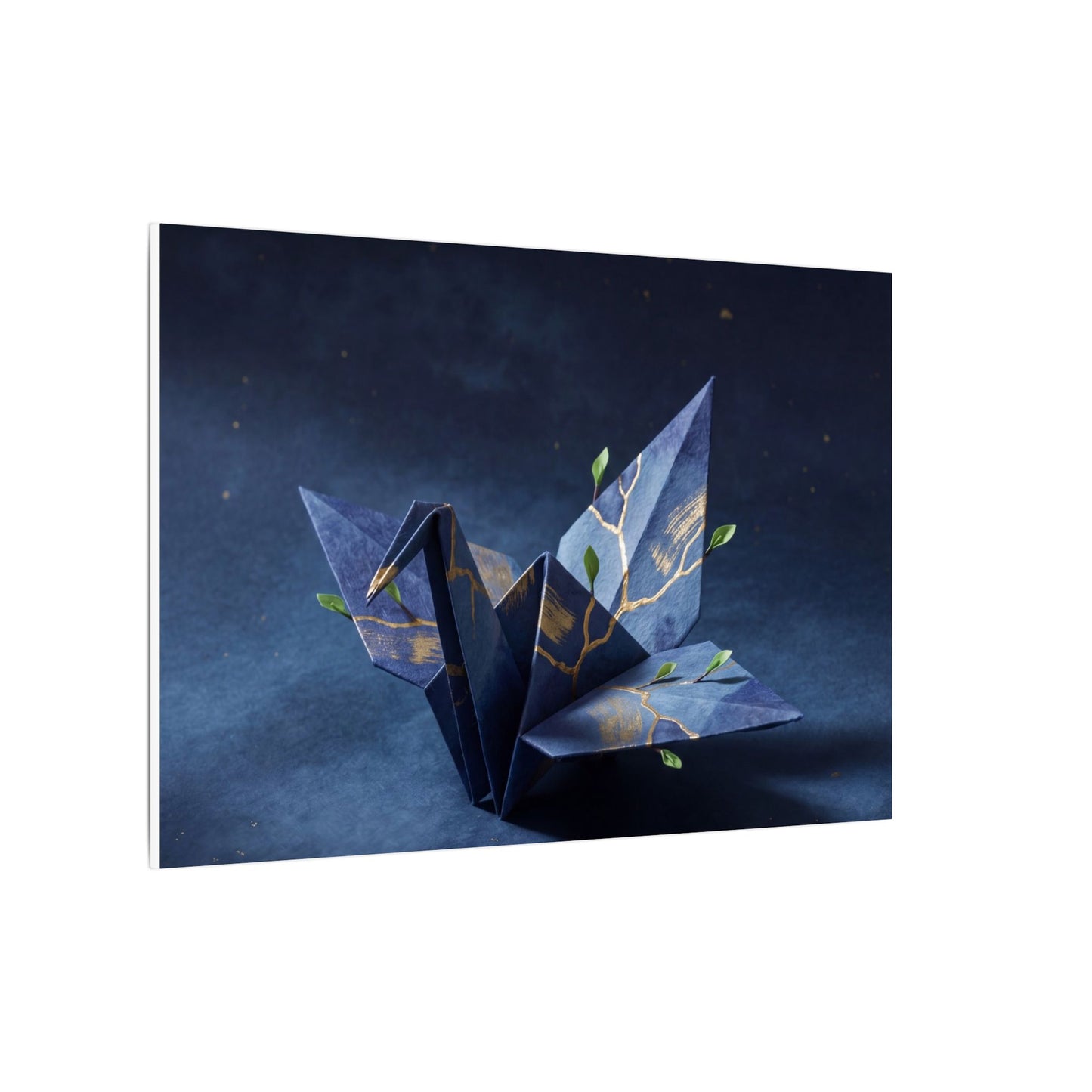 Kintsugi Paper Fold in Moonlight | Crackle Gold Canvas Art