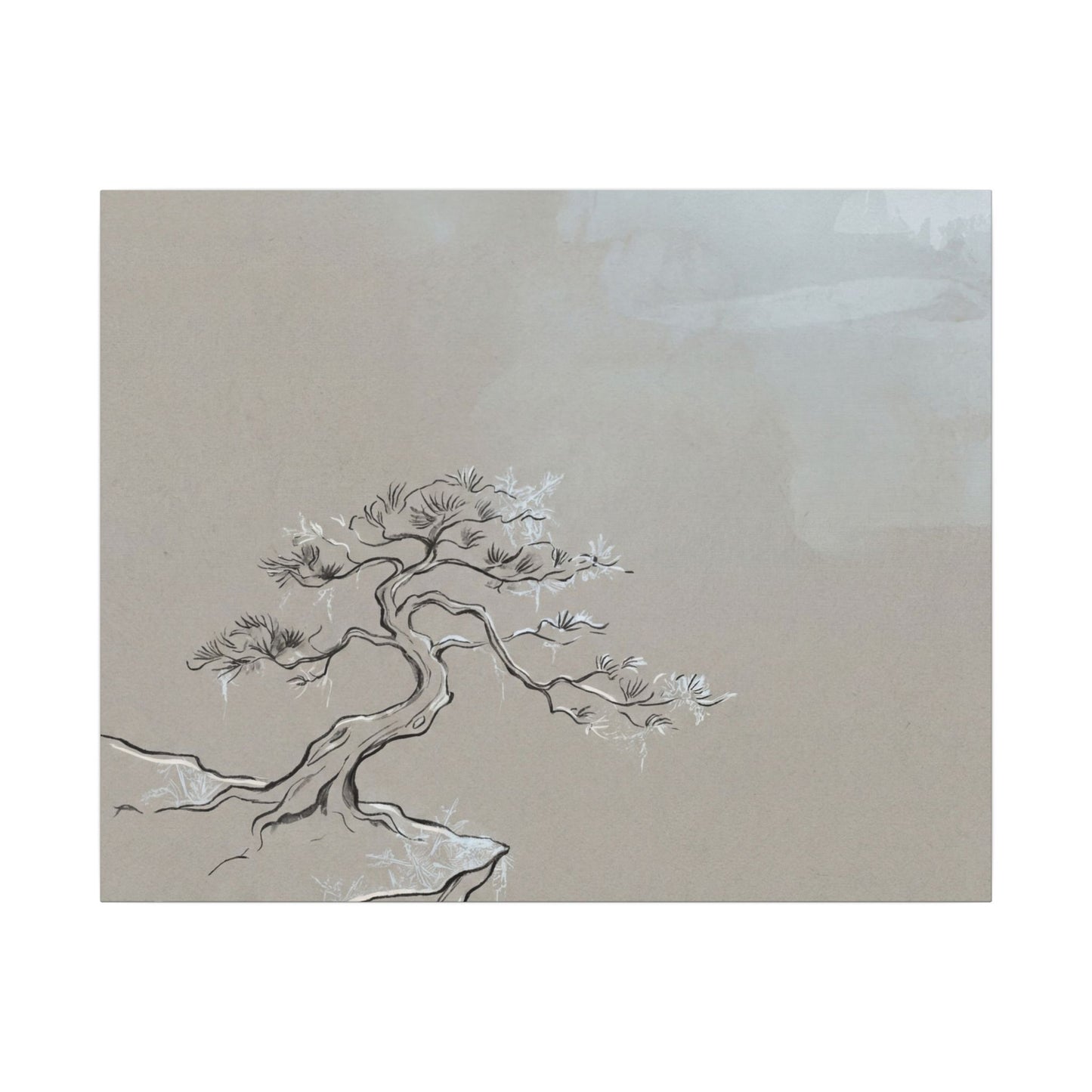 Pine Tree Minimal Line Canvas Art | Warm Japandi Art