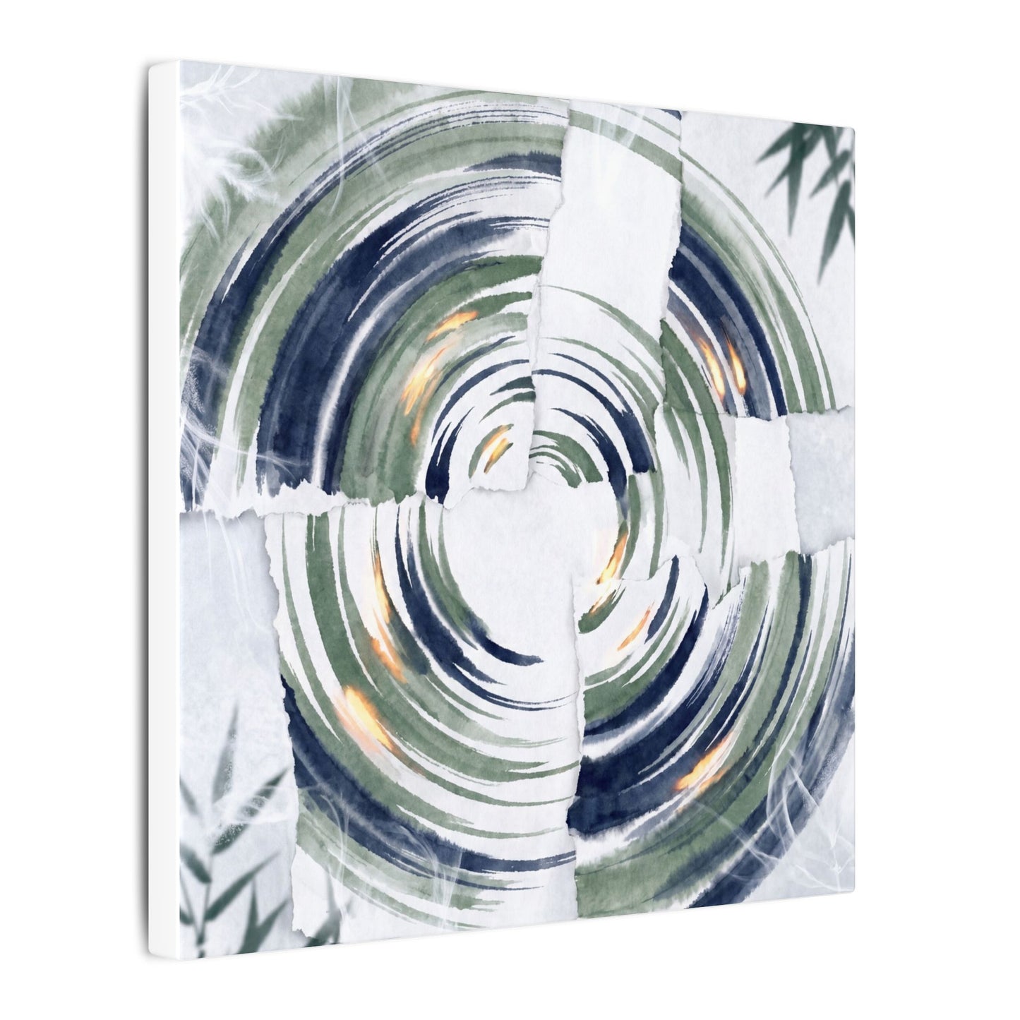 Winter Water Ripple Sumi E Canvas Art | Peaceful Decor