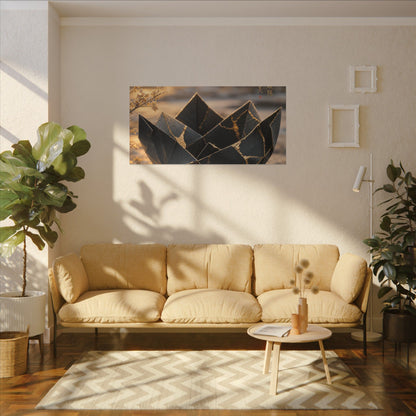 Kintsugi Paper Fold in Golden Hour | Gold Repair Canvas Art