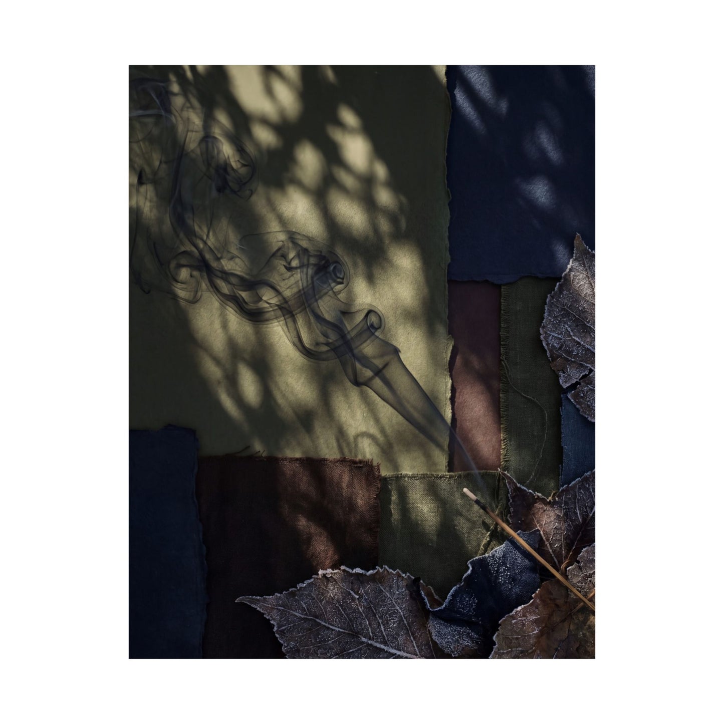 Atmospheric Incense Smoke Wall Art Print - Dark Texture Dark Japandi