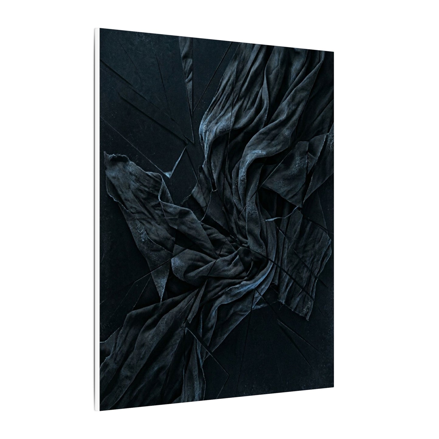 Dark Japandi Silk Drape in Moonlight | Moody Minimal Canvas Art