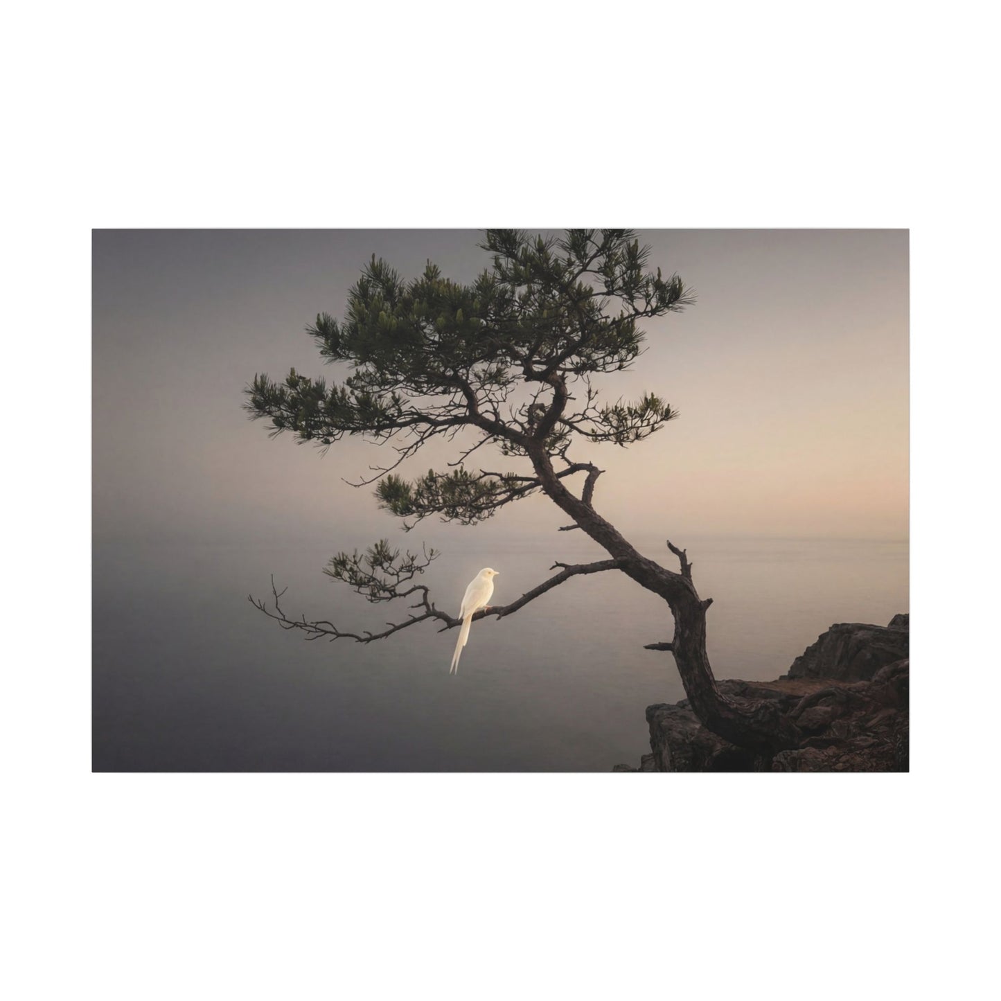 Dawn Pine Tree Canvas Art - Dark Japandi Datsuzoku Art Print