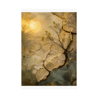 Cracked Earth Texture Wall Art Print | Earthy Japandi Art