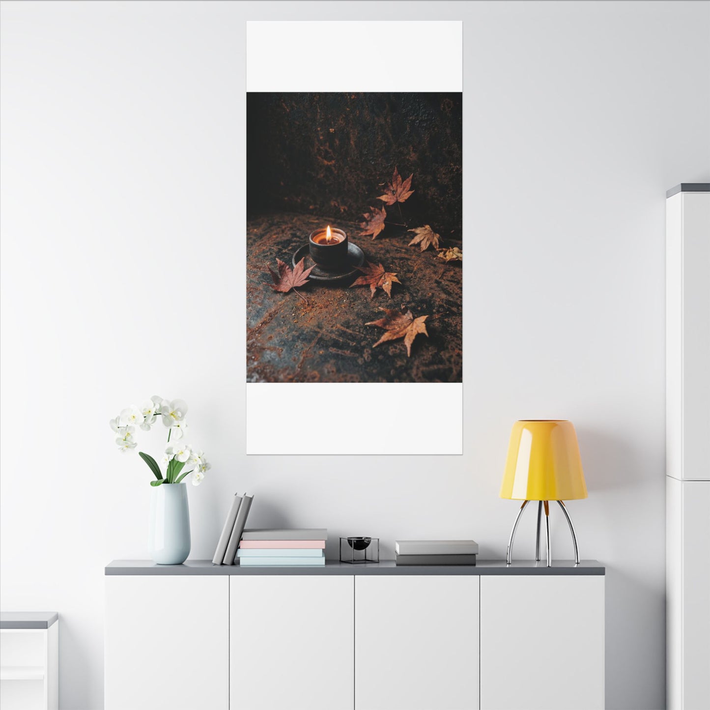 Dark Japandi Rust Patina in Candlelight | Shadow Zen Canvas Art