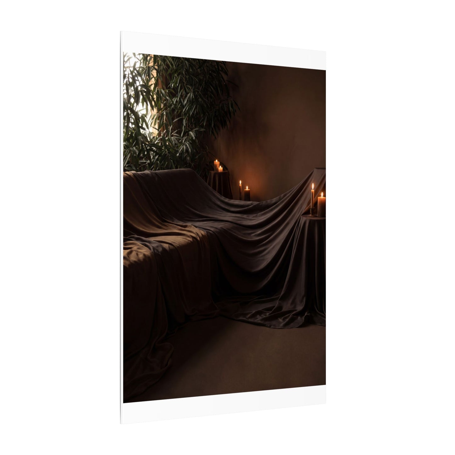 Candlelight Silk Drape Canvas Art - Dark Japandi Ma