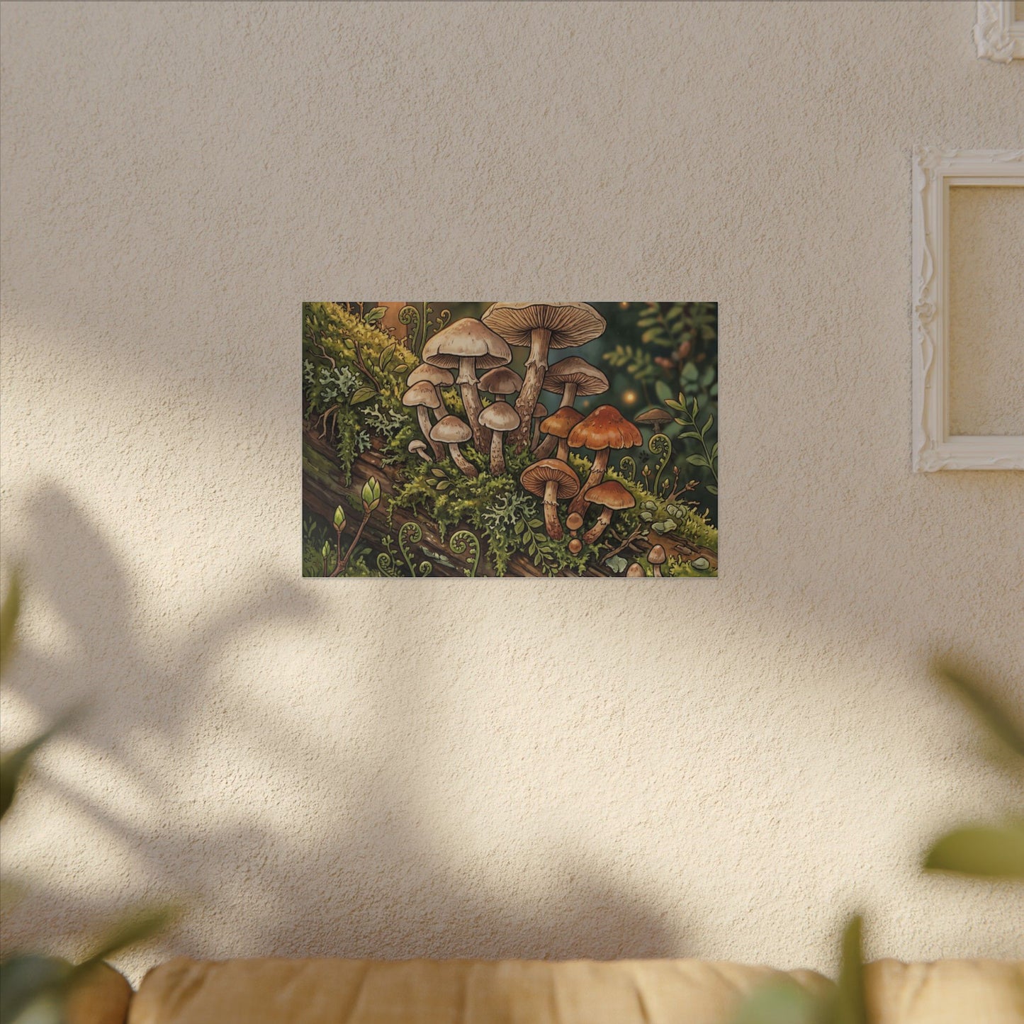 Spring Wild Mushrooms Herbarium Canvas Art | Rustic Decor