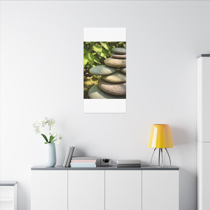 River Stones Summer Canvas Art | Japandi Earthy Design