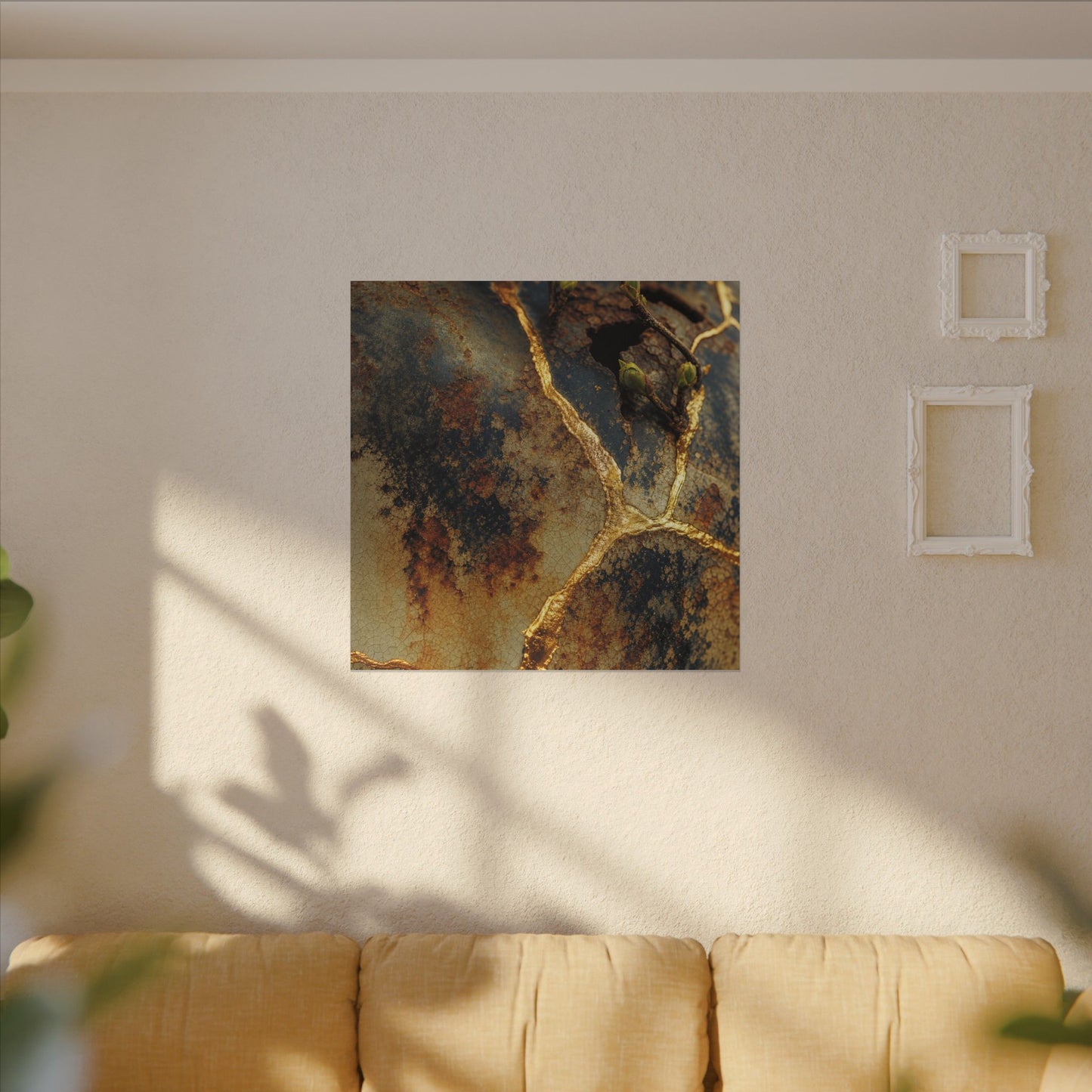 Datsuzoku Rust Patina Canvas Art - Kintsugi Crackle Gold