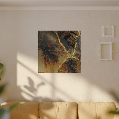Datsuzoku Rust Patina Canvas Art - Kintsugi Crackle Gold