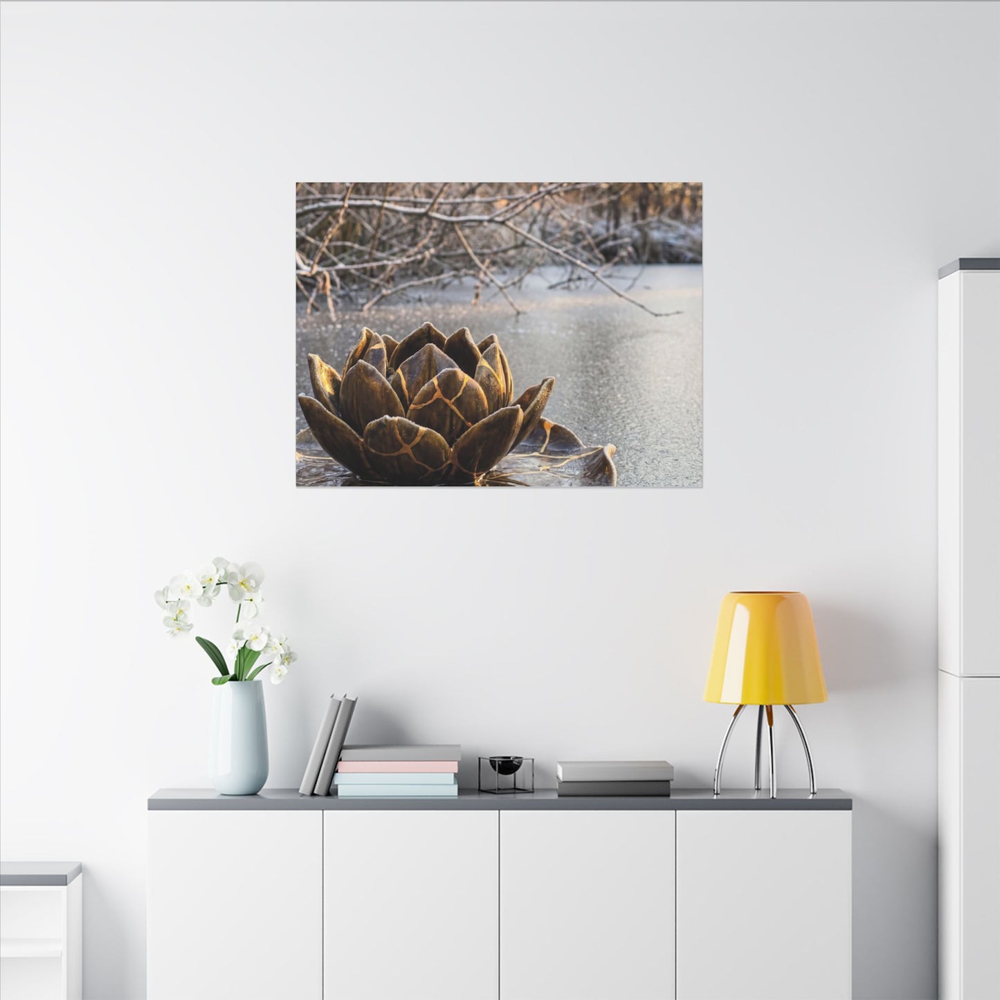 Lotus Flower Gold Repair Canvas Art | Beautiful Kintsugi Art