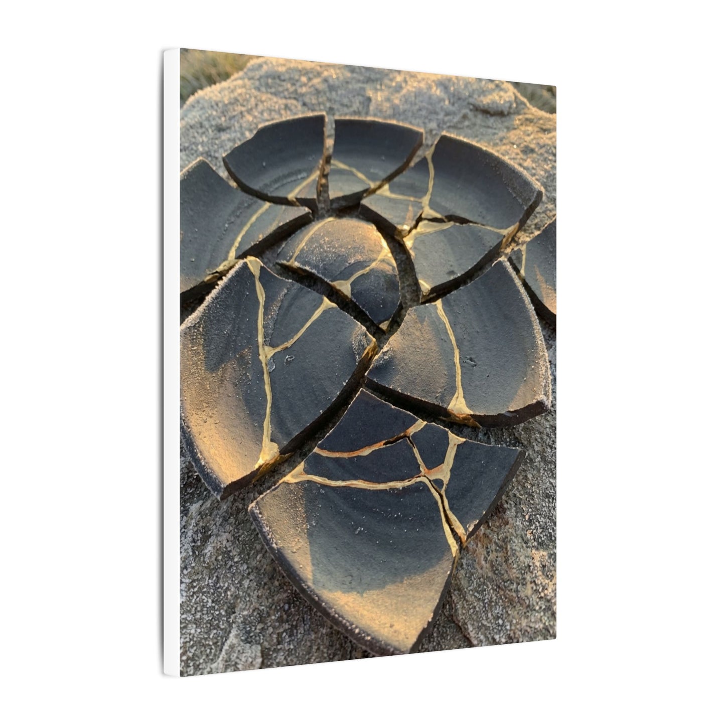 Broken Pottery Winter Canvas Art | Kintsugi Resilient Design