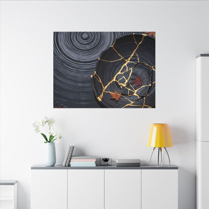 Philosophical Water Ripple Canvas Art - Gold Repair Kintsugi