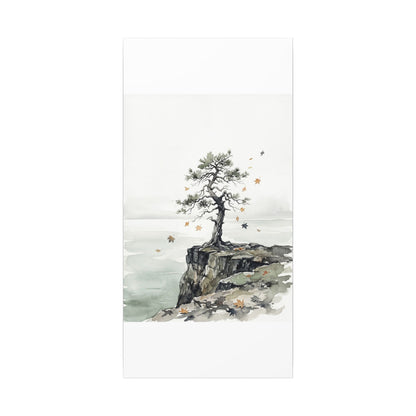 Japandi Pine Tree in Overcast | Watercolor Canvas Art