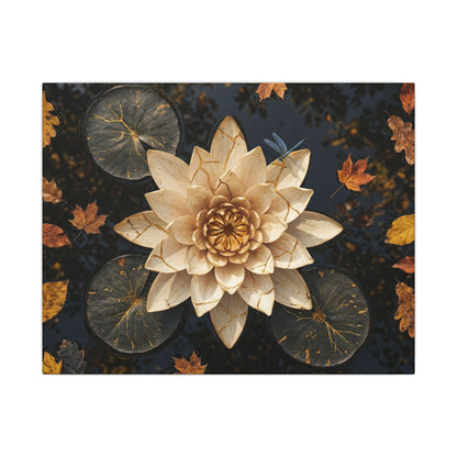 Healing Lotus Flower Canvas Art - Gold Repair Kintsugi Art Print