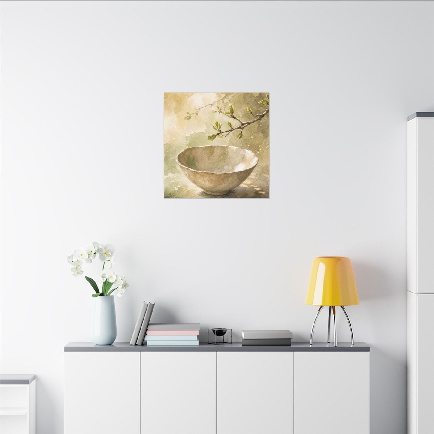 Warm Ceramic Bowl Canvas Art - Watercolor Japandi