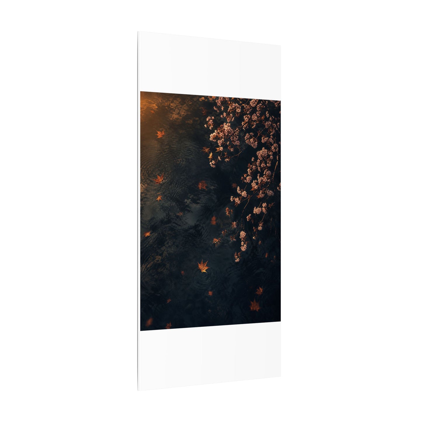 Golden Hour Cherry Blossom Canvas Art - Dark Japandi Kanso