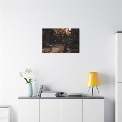 Seijaku Stone Lantern Canvas Art - Dark Japandi Shadow Zen