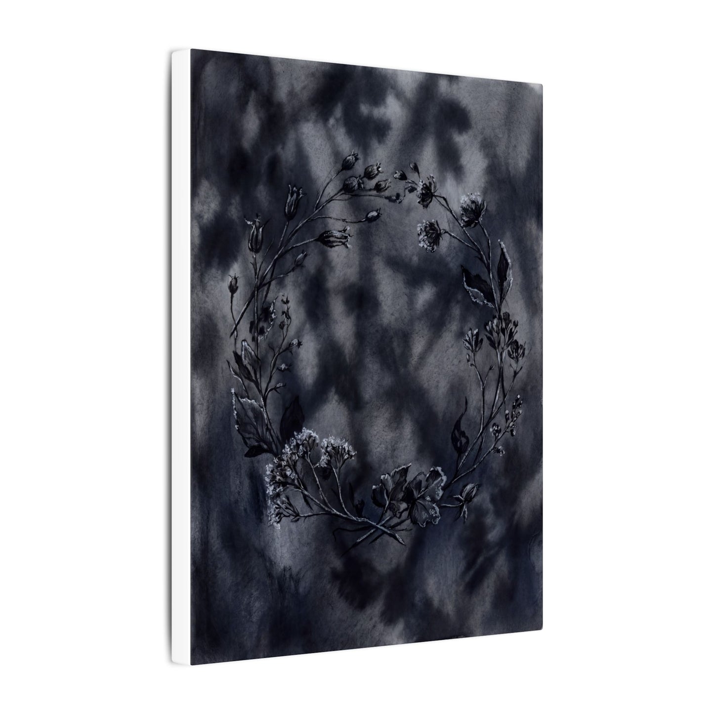 Dried Flowers Canvas Art | Winter Dark Japandi Shadow Zen Art