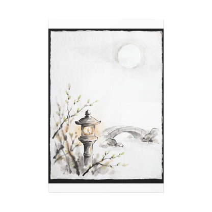 Moonlit Garden Spring Canvas Art | Zen Contemplative Design