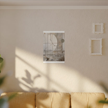 Winter Shoji Screen Japanese Pattern Canvas Art | Elegant Decor