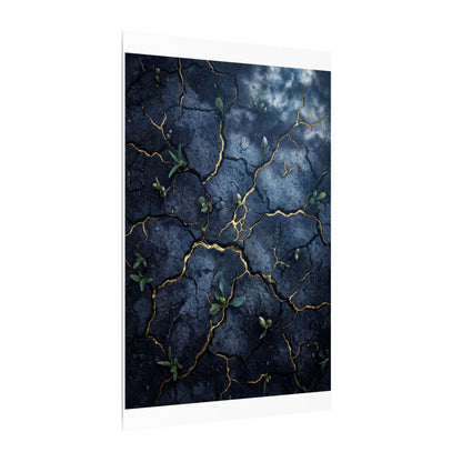 Cracked Earth Spring Canvas Art | Kintsugi Healing Design