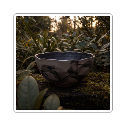 Ceramic Bowl Charcoal Ink Sticker | Luxurious Dark Japandi Art
