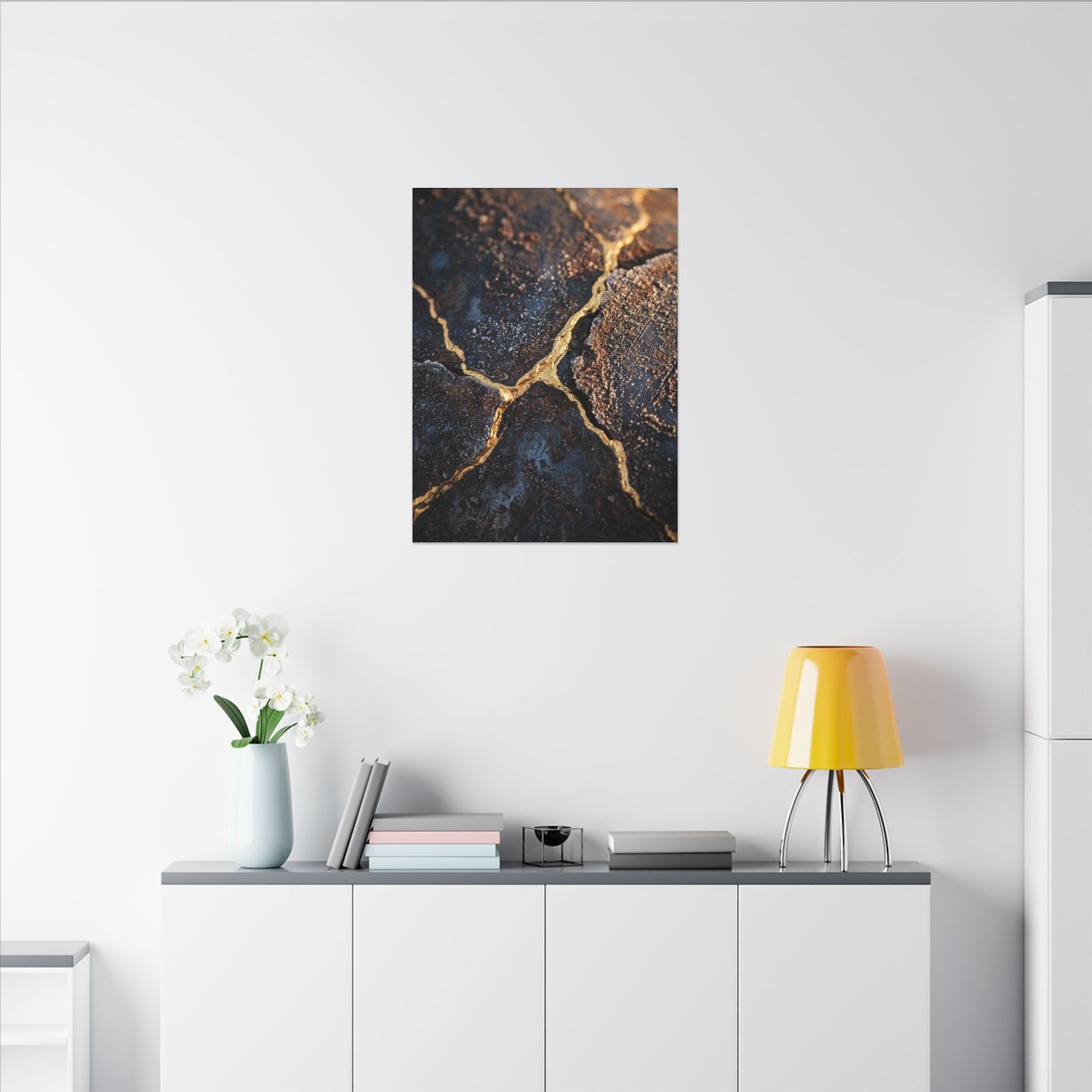 Winter Rust Patina Gold Vein Canvas Art | Resilient Decor