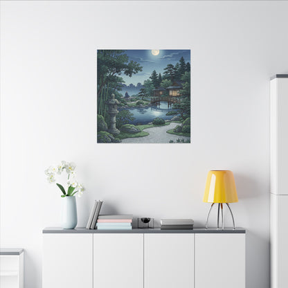 Summer Moonlit Garden Ukiyo E Inspired Canvas Art | Serene Decor