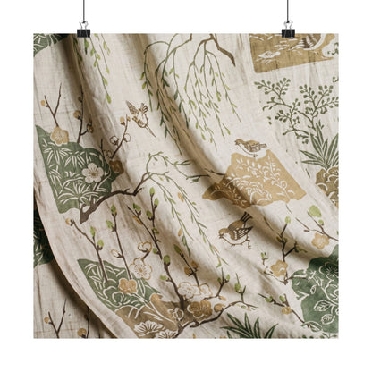 Silk Drape Japanese Pattern Wall Art Print | Neutral Japandi Art