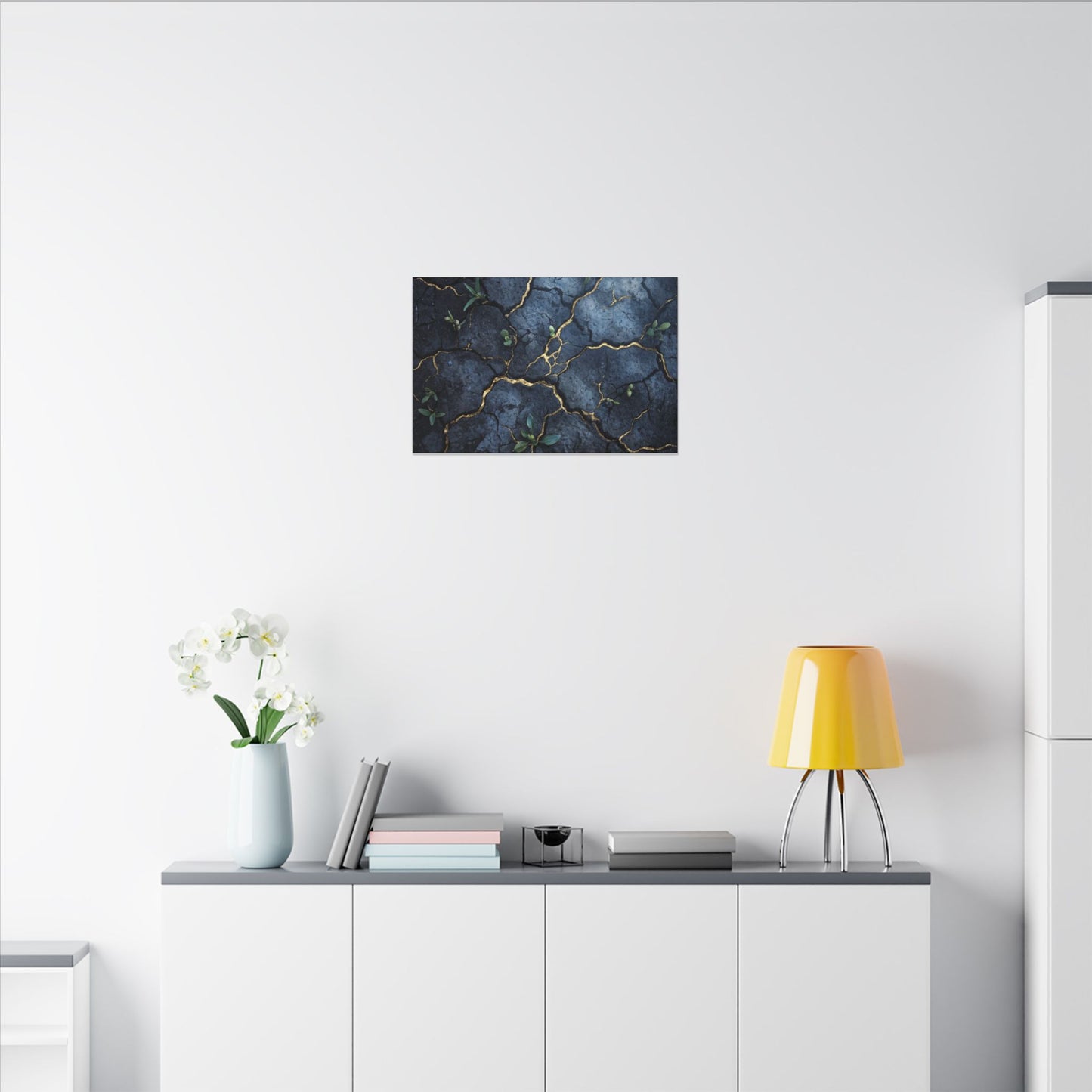 Cracked Earth Spring Canvas Art | Kintsugi Healing Design