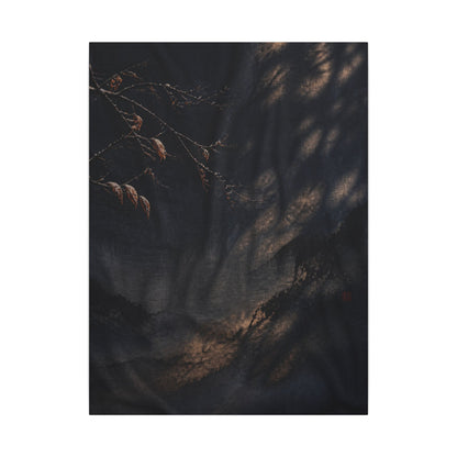 Atmospheric Silk Drape Canvas Art - Charcoal Ink Dark Japandi