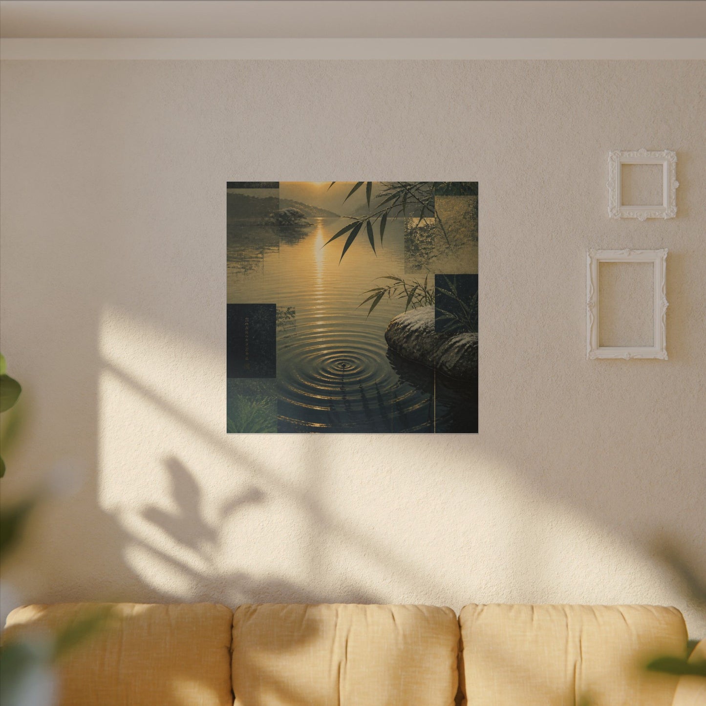 Zen Water Ripple in Golden Hour | Ukiyo E Inspired Canvas Art