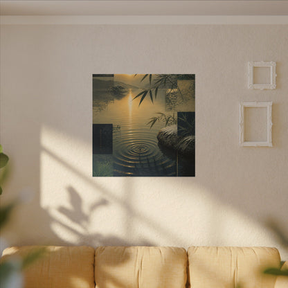 Zen Water Ripple in Golden Hour | Ukiyo E Inspired Canvas Art