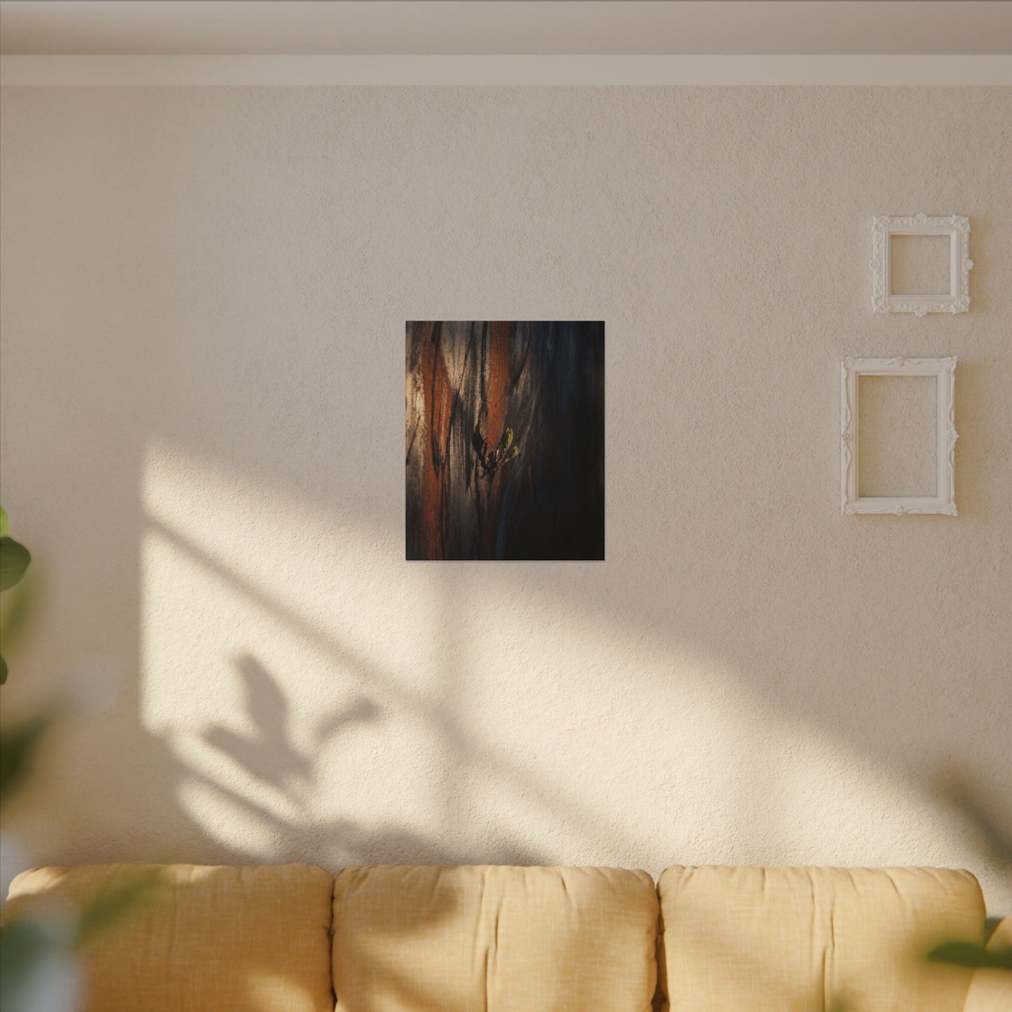 Rust Patina Charcoal Ink Canvas Art | Moody Dark Japandi Art