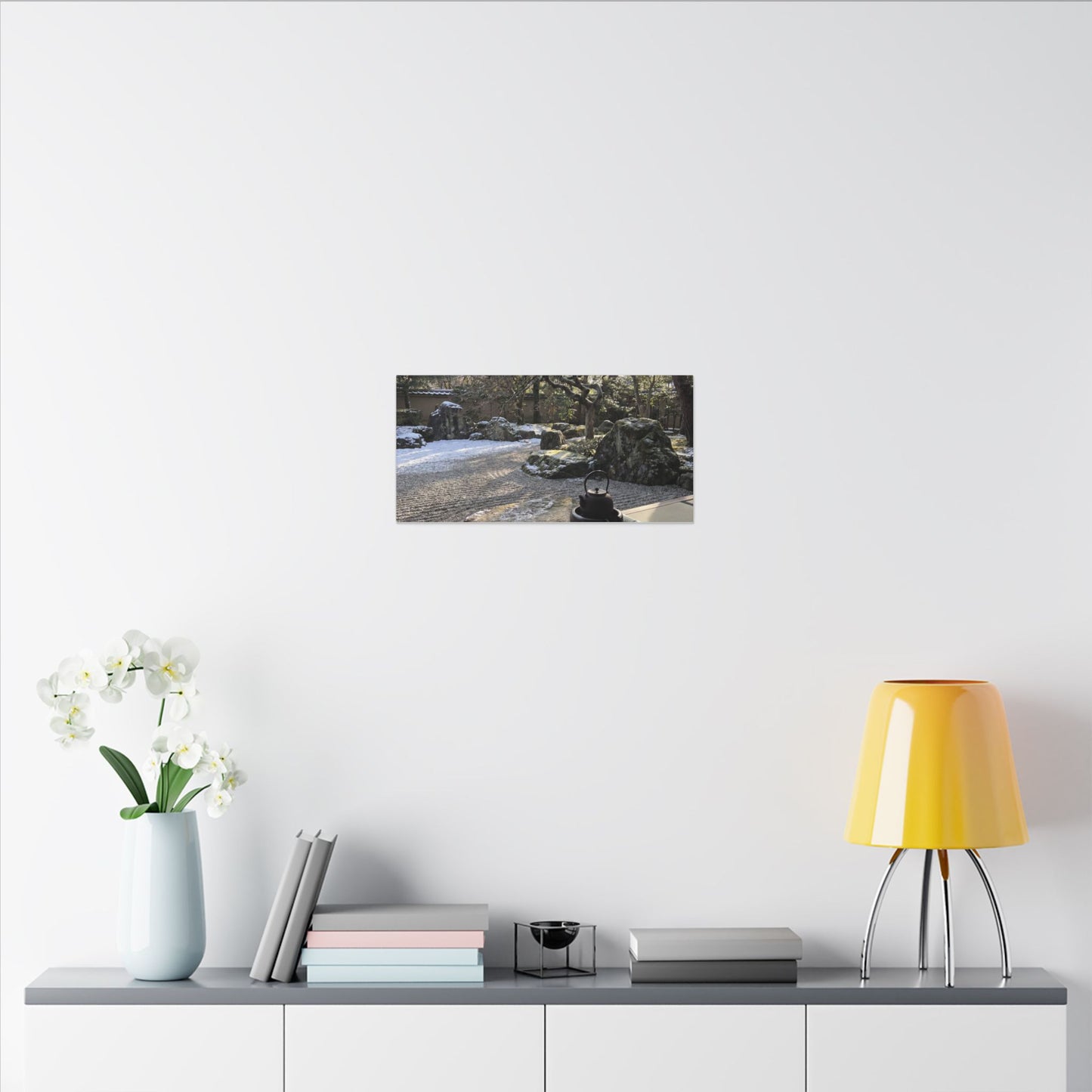 Winter Tea Ceremony Karesansui Canvas Art | Serene Decor