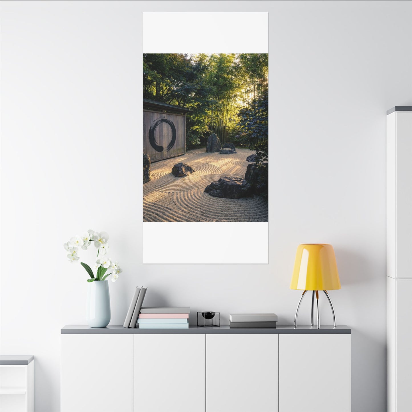 Rock Garden Enso Canvas Art | Tranquil Zen Art