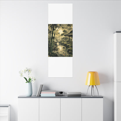 Moonlit Garden Sumi E Canvas Art | Calm Zen Art